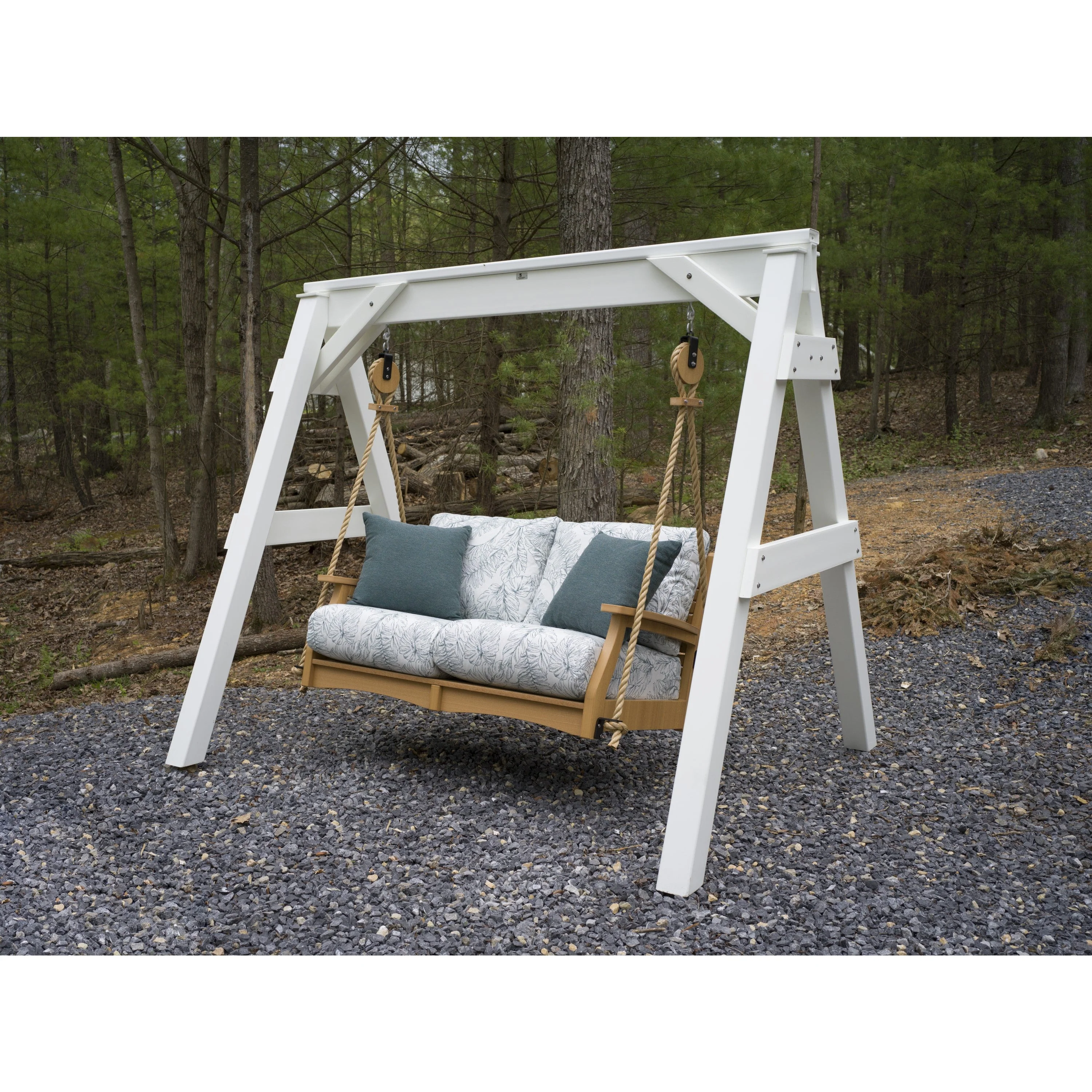 Vinyl Swing Arbor with Classic Terrace Swing - Image 3